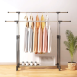 Double Pole Cloth Rack Extended