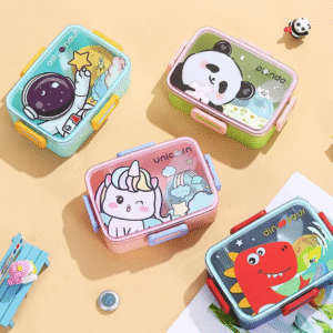 Cute Cartoon Lunch Box for Kids – 2 Compartments + Sauce Cup - Image 4