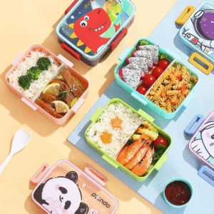 Cute Cartoon Lunch Box for Kids – 2 Compartments + Sauce Cup - Image 5