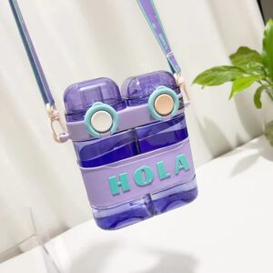 Cute 700ml Double Drink Water Bottle with Straw and Strap - Image 3