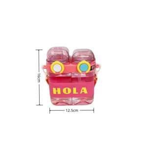 Cute 700ml Double Drink Water Bottle with Straw and Strap - Image 4